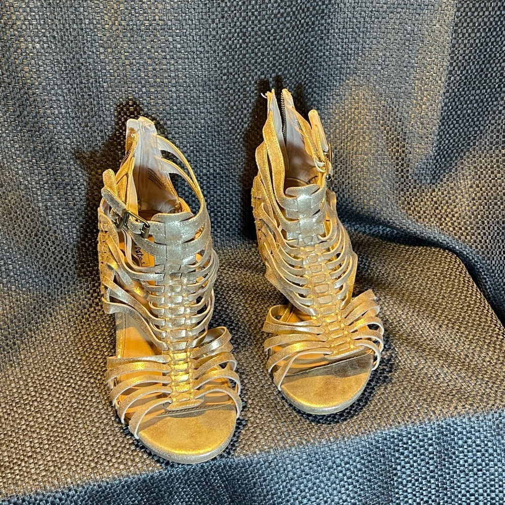 Gold Open Toe Booties - image 1